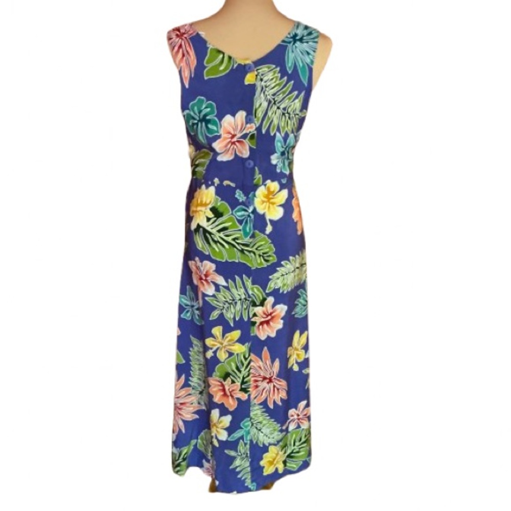 Vintage 90s tropical flowers n leaves maxi dress
